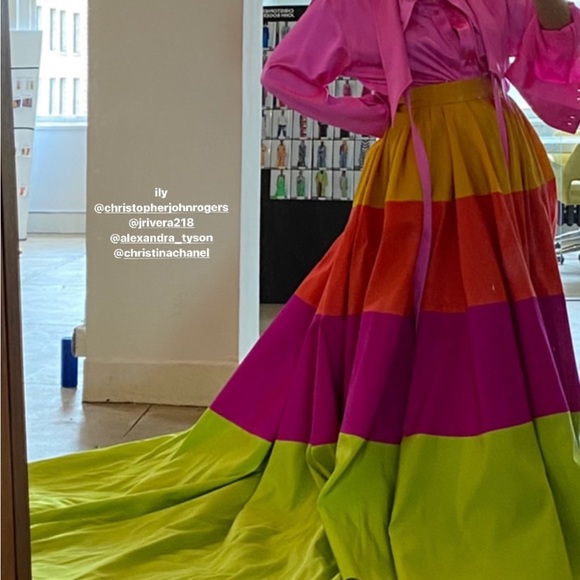 Christopher John Roger’s Silk Faille Colorblock Maxi Skirt In sizes 4-8 please. - Picture 5 of 8